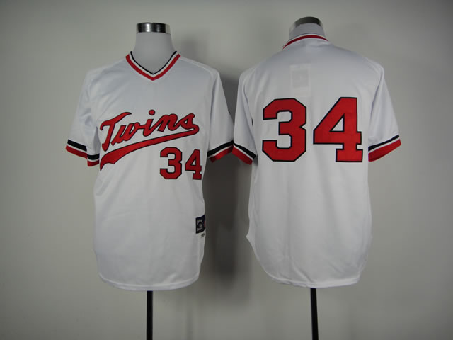 Men Minnesota Twins #34 Puckett Whtie Throwback MLB Jerseys->minnesota twins->MLB Jersey